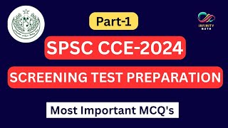 SPSC CCE-2024 Screening Test Preparation | SPSC Combined Competitive Examination MCQ's | Part 1