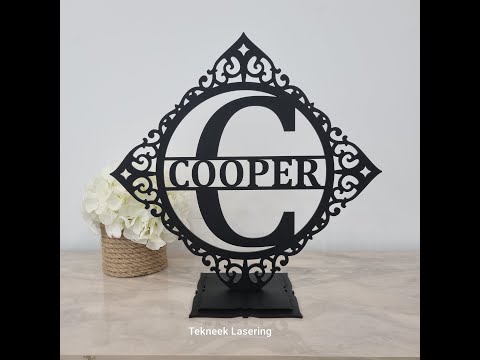 Monogram Split Letter Family Name Sign
