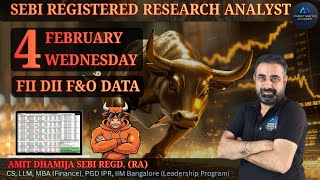 FII DII F&O DATA  Nifty BankNifty Sensex Prediction Tomorrow Wednesday 4 February 26 #amitdhamija