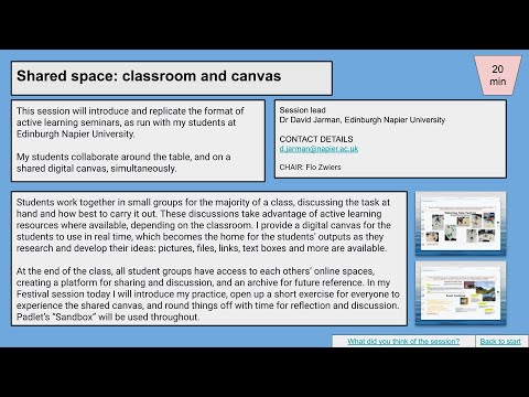 Session 4A: Shared space: classroom and canvas