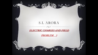 PROBLEM 3, S.L ARORA ELECTRIC FIELD AND CHARGES# CLASS 12 #S.L ARORA # PHYSICS # PROBLEMS