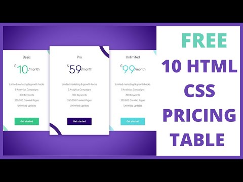 Free 10 responsive pricing table design HTML CSS templates codepen