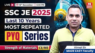 SSC JE Previous Year Question Papers | Strength of Materials (SOM) | Most Important PYQ Series