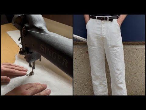 Sewing a Pair of Vintage Inspired Hemp Canvas Fatigue Style Trousers