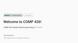 Modern Web Dev #1: Welcome to COMP 426 + The Internet | COMP 426 @ UNC-Chapel Hill (F'25)