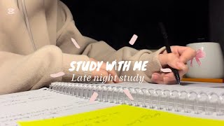 Study with me at night for 30 minutes/ real time/ piano music/ rain sound