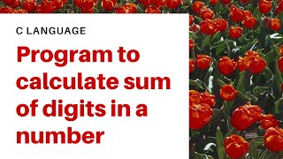 Program To Find Sum Of Digits Of A Given Number