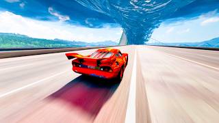 Instant 555 KMH Acceleration and EF 6 TORNADO🌪️ | Which PIXAR Cars Survives! 🔥 - BeamNG Drive