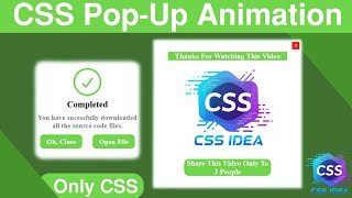 CSS Popup Animation | HTML & CSS Only | No JavaScript