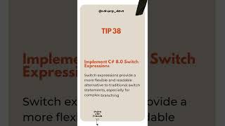 Tip 38 of 100: Implement New Switch Expressions  #coding #codinghacks #codingbasics #csharp