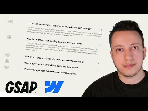 FAQ accordion with GSAP-powered Webflow interactions