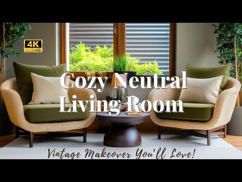 🤎 Cozy Neutral Living Room Makeover | Vintage Aesthetic Decor Ideas You’ll Love ✨