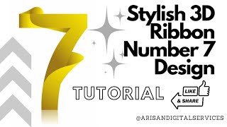 Stylish 3D Ribbon Number 7 Design | #coreldrawtutorialhindi #graphicdesgin #abstractdesign #logo