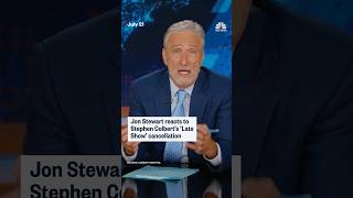Jon Stewart reacts to Stephen Colbert's 'Late Show' cancellation