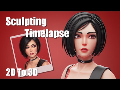 Turn 2D to 3D - Ada Wong Sculpting Timelapse Blender 3D