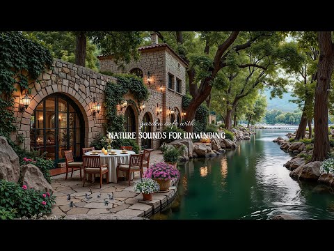 Garden Cafe on the Riverbank | Soft Jazz Piano with Nature Sounds for Relaxation