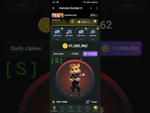 15 August chiper code in Hamster combat get a 1million coin in Hamster . #hamsterkombat #chipercode