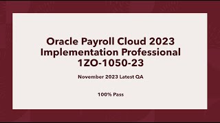 Oracle payroll cloud 2023 Implementation Professional 1Z0-1050-23 Part2