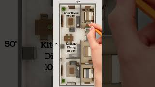 "Modern 20x50 House Plan | Smart layout with spacious 2BHK/3BHK design – perfect for compact plots!"