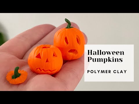 DIY Miniature | How to make a miniature Halloween Pumpkin | Polymer clay