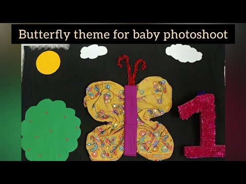 Butterfly theme for baby photoshoot idea @ Home | DIY | Monthly Baby photoshoot