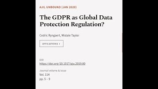 The GDPR as Global Data Protection Regulation? | RTCL.TV
