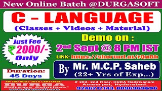 C - LANGUAGE Online Training @ DURGASOFT