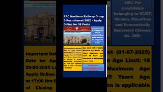 RRC Northern Railway Group D Recruitment 2025 -Apply Online for 38 Posts