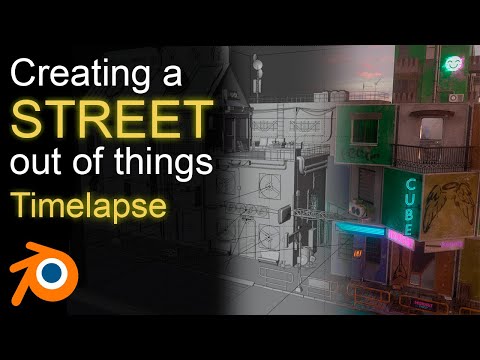 Creating a street out of things -- 3D Blender Modeling Timelaps (Lo-FI music, no words)