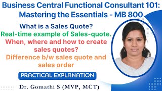 how to create a sales quote in business central? what is the difference between sales quote & order