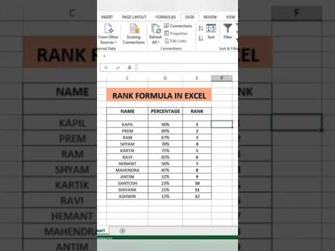 ranking in Excel #excel #excelformula #shorts  #exceltip  #onlineiinfo #exceltricks @onlineiinfo