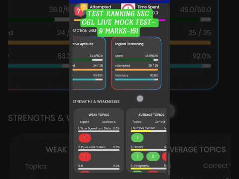 TEST RANKINGS SSC CGL LIVE MOCK TEST 9 #ssc #ssccgl2025 #study #shorts #education