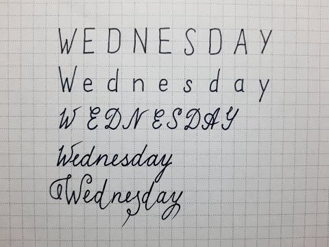 Days of the week in English cursive letters - Wednesday handwriting practice