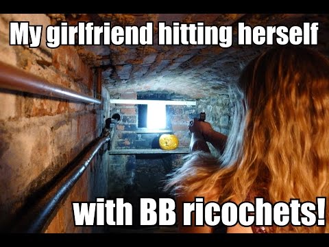 Girl hitting herself with BB ricochets