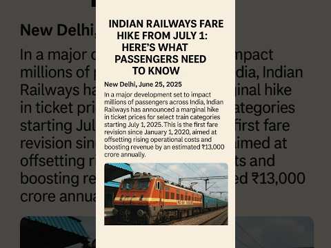 Small Change, Big Journey: Indian Railways Revises Fares After 5 Years#indian railway#viral