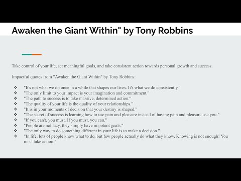 Important Lessons from Awaken the Giant Within by Tony Robbins |  Take Control of Your Life
