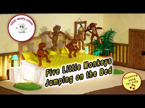 Five Little Monkeys Jumping on the Bed | Little Woolly Vision - Stop-Motion Animated Nursery Rhymes