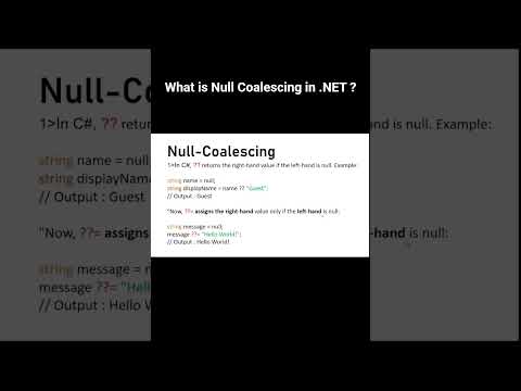What is Null Coalescing in .NET ? #dotnetframework #csharpprogramming #learndotnet