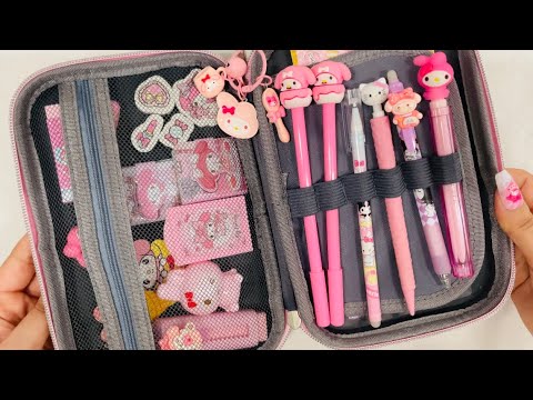 Filling my Pencil Case with cute My Melody Stationery & School Supplies | ASMR✨💖
