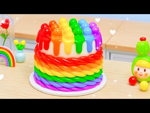 Rainbow Candy Drip Cake Decorating | Satisfying Kawaii Miniature Cake Compilation
