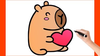 Çok Kolay Capybara Resmi Çizimi Ve Boyama, Capybara Nasıl Çizilir, Sevimli Resim Çizimleri
