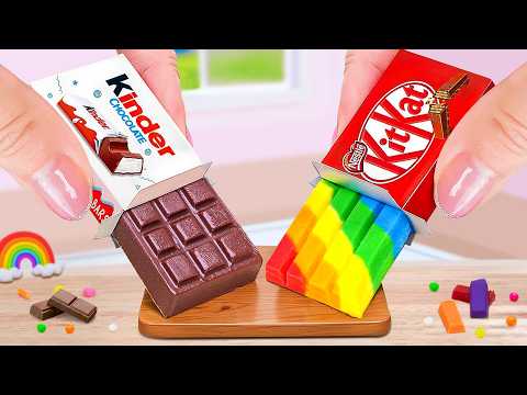 KITKAT Kinder vs Rainbow KITKAT Chocolate Cake 🍫🌈 Satisfying Miniature Dessert Art Challenge