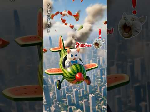 🍉✈️ Poor Cat’s Watermelon Plane vs Rich Cat’s Strawberry Jet! #funny #catlovers #cat #cute #aicat