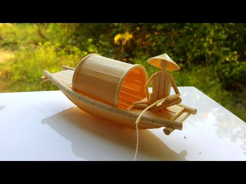 How to make a Boat easy from Bamboo Chopsticks|| Fishing on Boat
