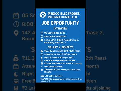 "Noida Fresher Job 2025 | Walk-In Interview | Salary ₹11,300 + Free Facility"