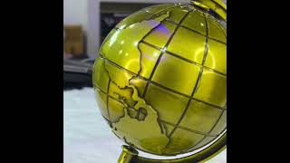 Retro 3D Terrestrial Globe Brass Finish Decorative Showpiece