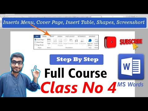 Microsoft Word online Course in Urdu | insert Menu Tab | Class: 04