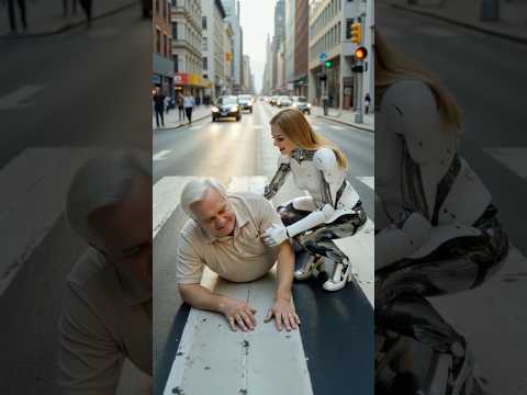 The robot is helping the elderly cross the road. #robot