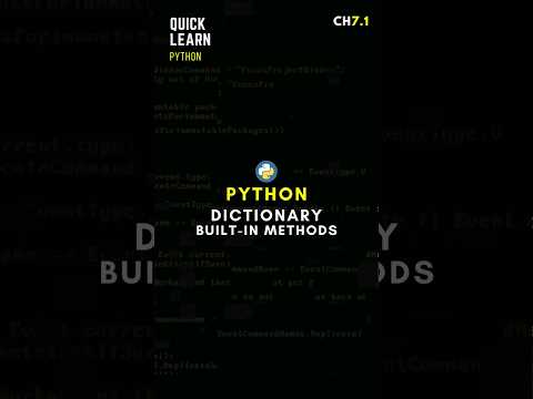 Python Dictionary Built-in Methods: Quick Overview #python #dictionary  #coding #datastructures