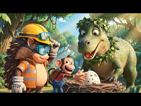 Baby Monkey and Hedgehog Study Dinosaur Eggs 🦕 Cute Adventure | Kids Storytime